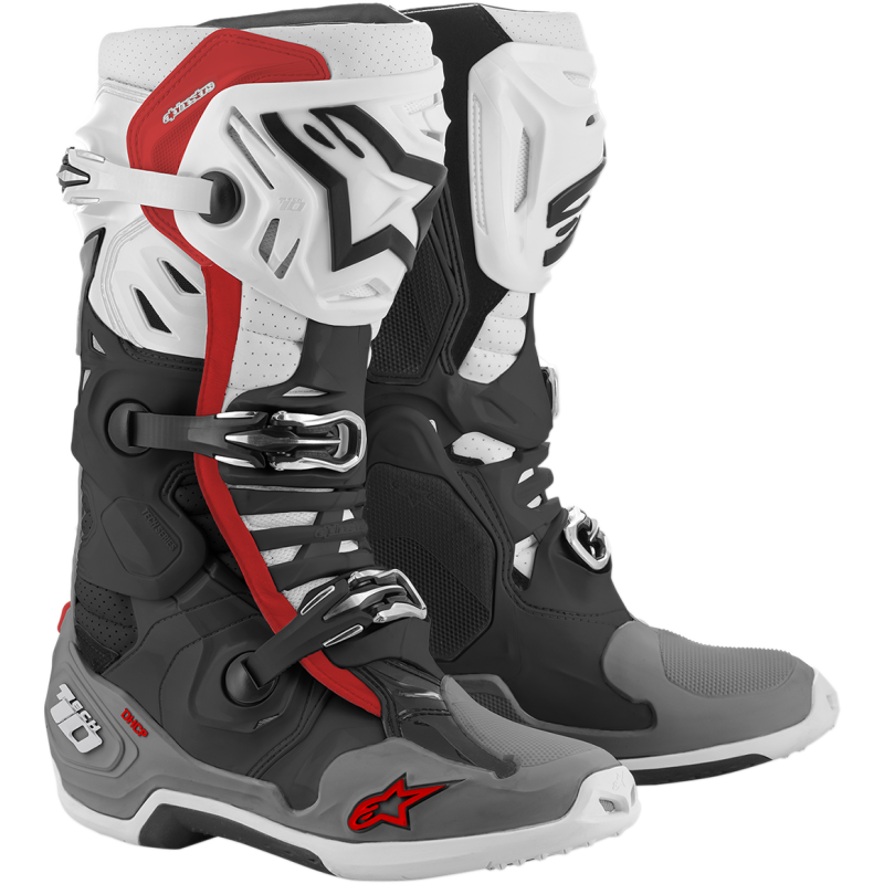 ALPINESTARS BOOT T10 S-VNT Black/White/Gray/Red 3/4 Right - Driven Powersports