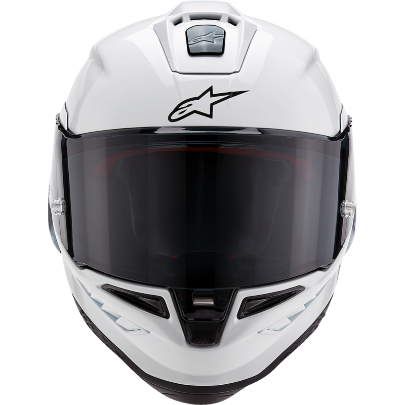 ALPINESTARS S-R10 SOLID HELMET WHT GLS/BLK Mint Front - Driven Powersports