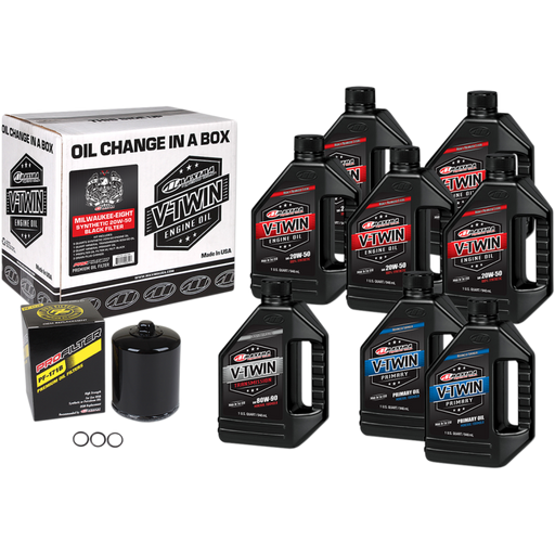 MAXIMA RACING OILS V-TWIN OIL FULL CHANGE KIT Black Front - Driven Powersports