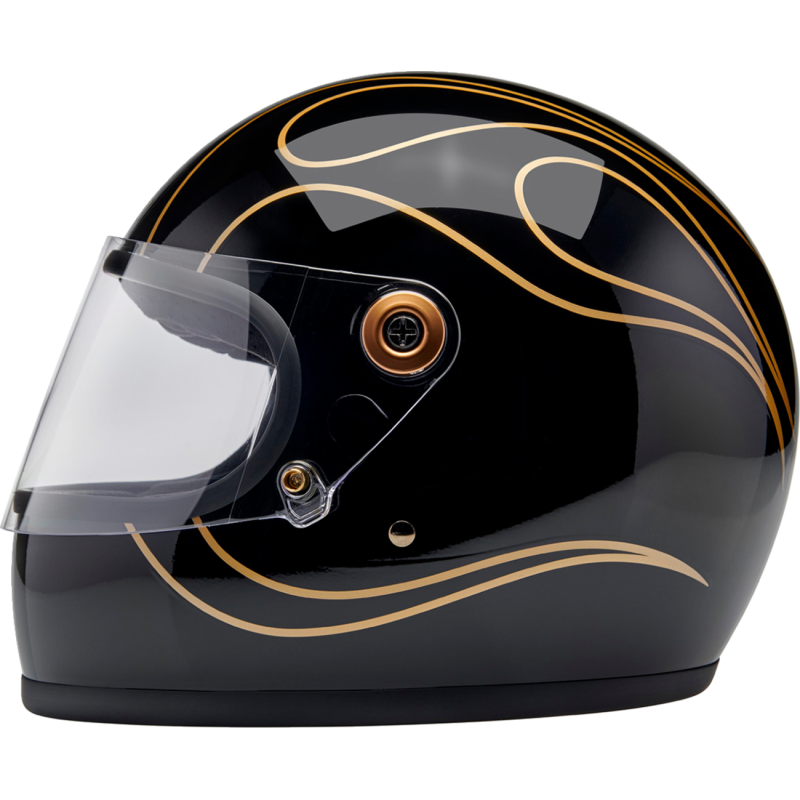 BILTWELL HELMET GRINGO S Black Flame Left Side - Driven Powersports