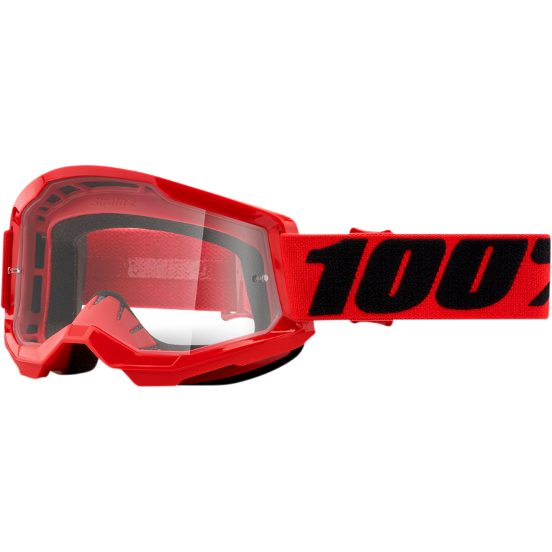100% STRATA 2 GOGGLE - CLEAR LENS Red Front - Driven Powersports