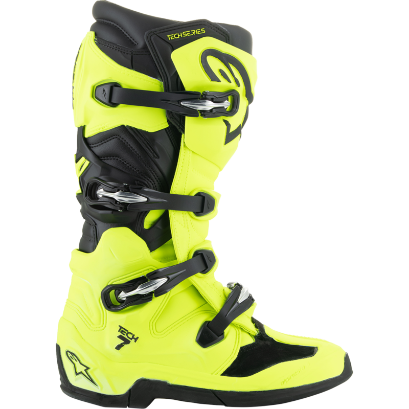 ALPINESTARS BOOT TECH 7 (25) YEL Fluo Black Right Side - Driven Powersports