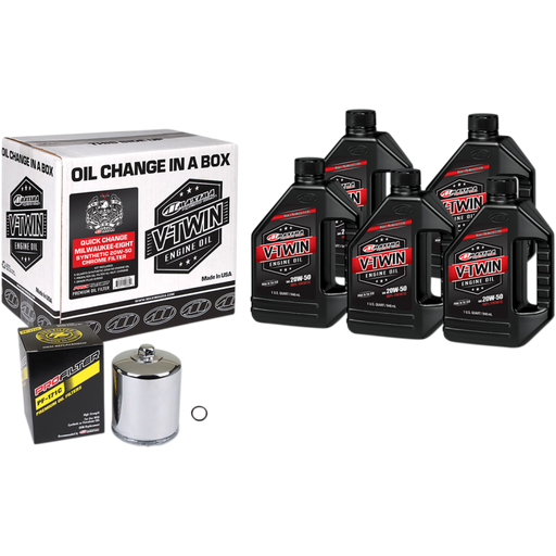 MAXIMA RACING OILS V-TWIN OIL QUICK CHANGE KIT Chrome Front - Driven Powersports