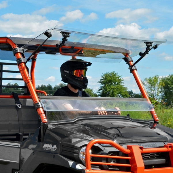SuperATV Flip up Windshield For Kawasaki Mule '15-'26 Clear - Driven Powersports
