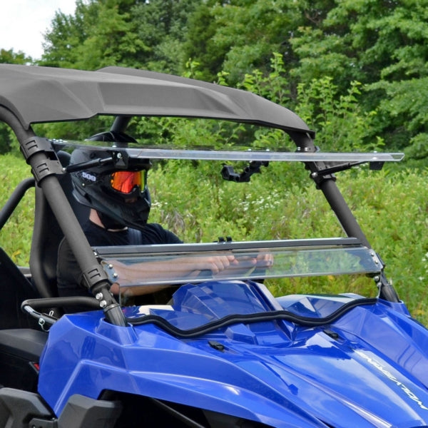 SuperATV Flip up Windshield For Yamaha Wolverine 700 '16-'18 Clear - Driven Powersports