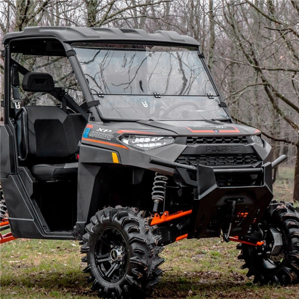 SuperATV Flip Down Windshield For Polaris Ranger '13-'26 Clear - Driven Powersports