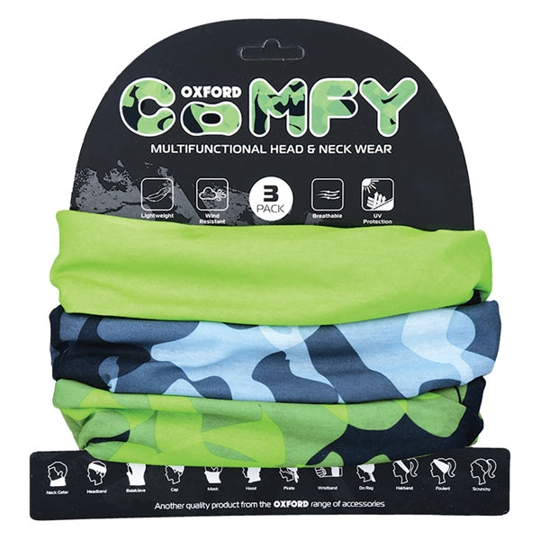 Oxford Comfy Head & Neck Tube Havoc Green - Driven Powersports