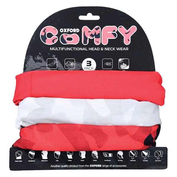 Oxford Comfy Head & Neck Tube Havoc Red - Driven Powersports