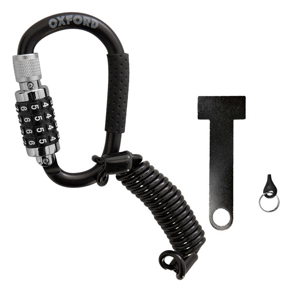 Oxford LidLock Combination Carabiner Helmet Lock Black - Driven Powersports