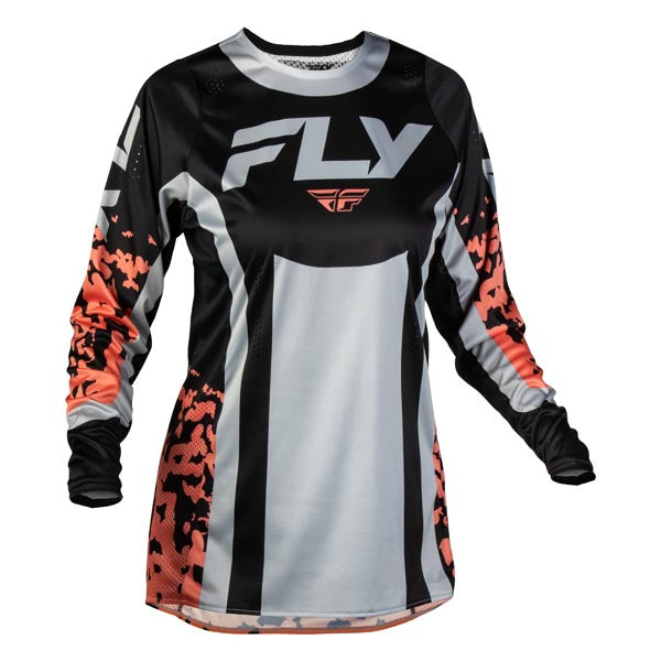 Fly Racing Womens Lite Flake Jersey Black/Light Grey/Coral 2XL Women's - Driven Powersports