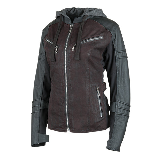 Speed & Strength Speed And Strength Women's Street Savvy Leather & Waxed Canvas Moto Jacket Ox Blood XS Women's - Driven Powersports