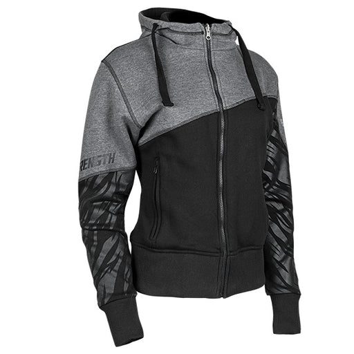 SPEED & STRENGTH S&S WOMEN'S CAT OUT'A HELL ARMOURED HOODY Black/Grey Women's XS - Driven Powersports