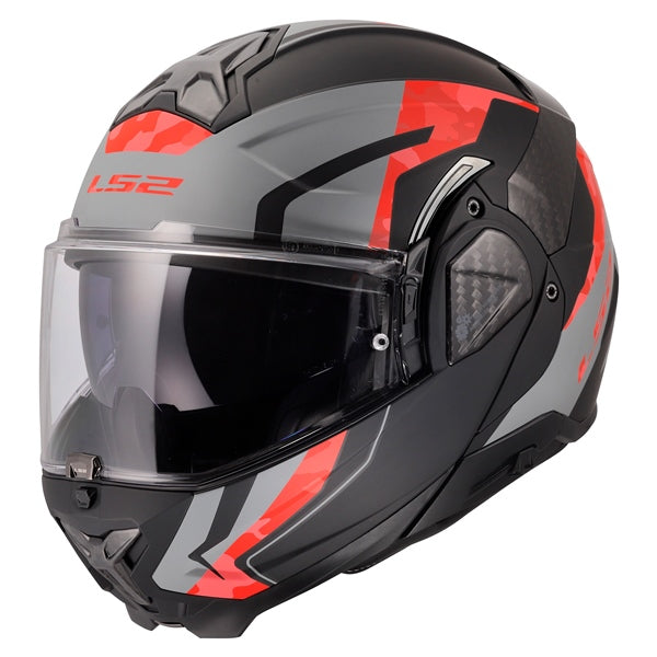 LS2 Advant II Modular Helmet Glide Matte Black/Gray/Red M - Driven Powersports