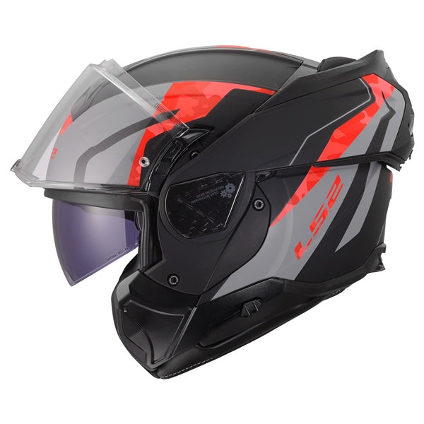 LS2 Advant II Modular Helmet Glide Matte Black/Gray/Red M - Driven Powersports