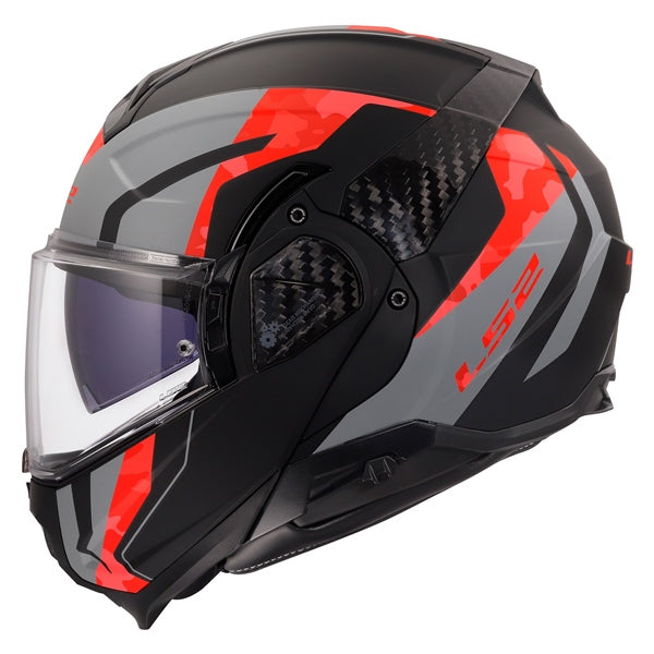 LS2 Advant II Modular Helmet Glide Matte Black/Gray/Red M - Driven Powersports