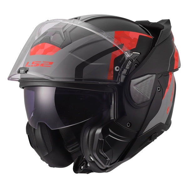 LS2 Advant II Modular Helmet Glide Matte Black/Gray/Red M - Driven Powersports