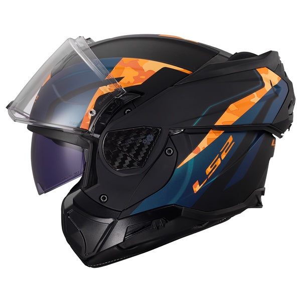 LS2 Advant II Modular Helmet Glide Matte Black Orange M - Driven Powersports