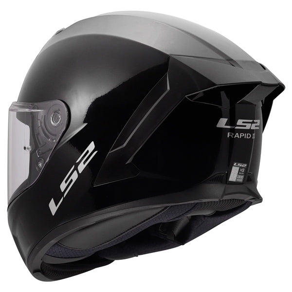 LS2 Rapid III Full-Face Helmet Solid Glossy Black XS - Driven Powersports
