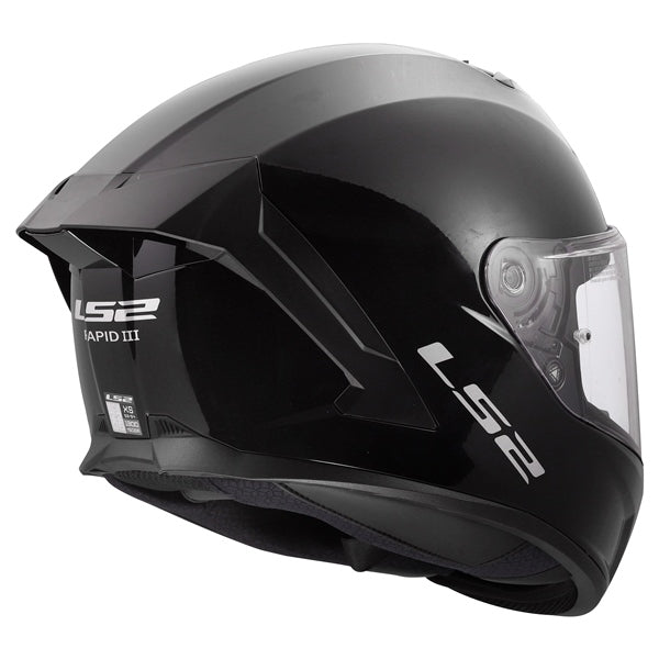 LS2 Rapid III Full-Face Helmet Solid Glossy Black XS - Driven Powersports
