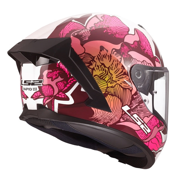 LS2 Rapid III Full-Face Helmet Poppies II White/Pink XS - Driven Powersports