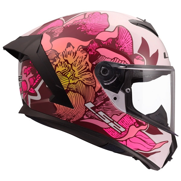 LS2 Rapid III Full-Face Helmet Poppies II White/Pink XS - Driven Powersports
