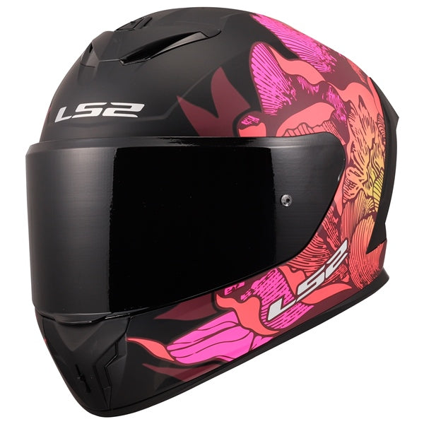 LS2 Rapid III Full-Face Helmet Poppies II Matte Black/Pink M - Driven Powersports