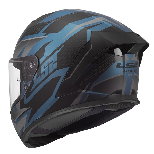LS2 Rapid III Full-Face Helmet Xtrem Matte Black/Petrol blue 2XS - Driven Powersports