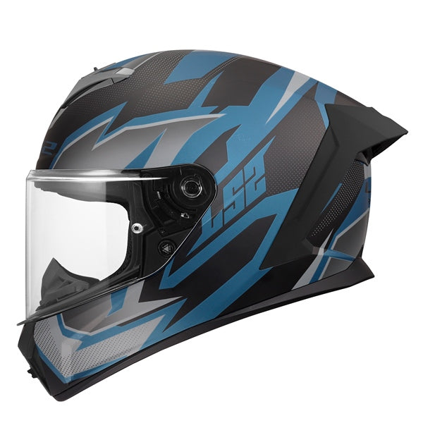 LS2 Rapid III Full-Face Helmet Xtrem Matte Black/Petrol blue 2XS - Driven Powersports