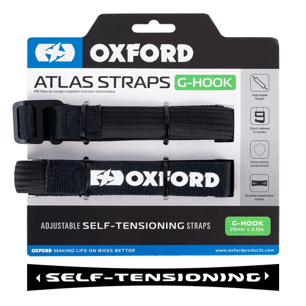 Oxford Atlas G-Hook Straps Black - Driven Powersports