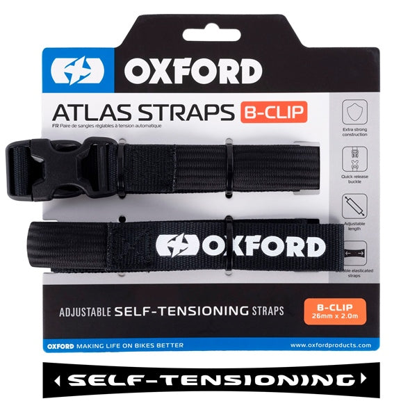 Oxford Atlas B-Clip Straps Black - Driven Powersports
