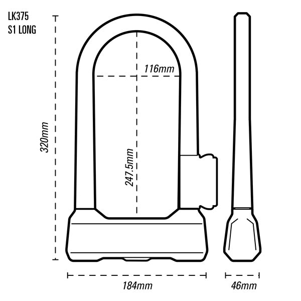 Oxford Grinder S1 Shackle Lock 320 mm - Driven Powersports