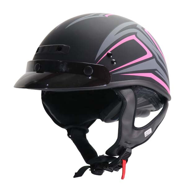 GMax HH35 Derk Full Dressed Half Helmet Black/Pink Large - Driven Powersports