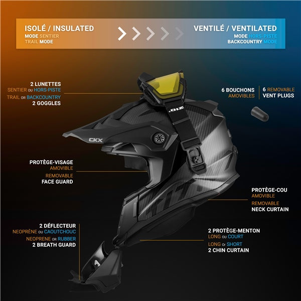 CKX Titan Original Carbon Helmet - Trail and Backcountry Solid Carbon L - Driven Powersports
