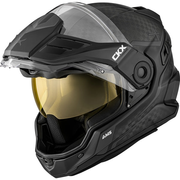 CKX Mission Free-Face Helmet - Carbon Fury Electric Carbon, Matte Gray 2XL Electric Double Shield - Driven Powersports