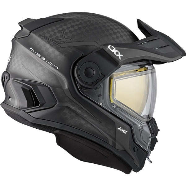 CKX Mission Free-Face Helmet - Carbon Fury Electric Carbon, Matte Gray 2XL Electric Double Shield - Driven Powersports