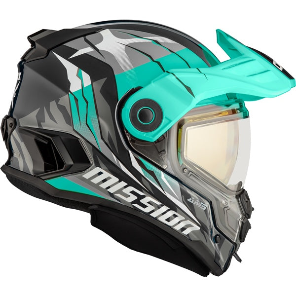CKX Mission Free-Face Helmet Claw Double Turquoise, Glossy Black S Double Shield - Driven Powersports