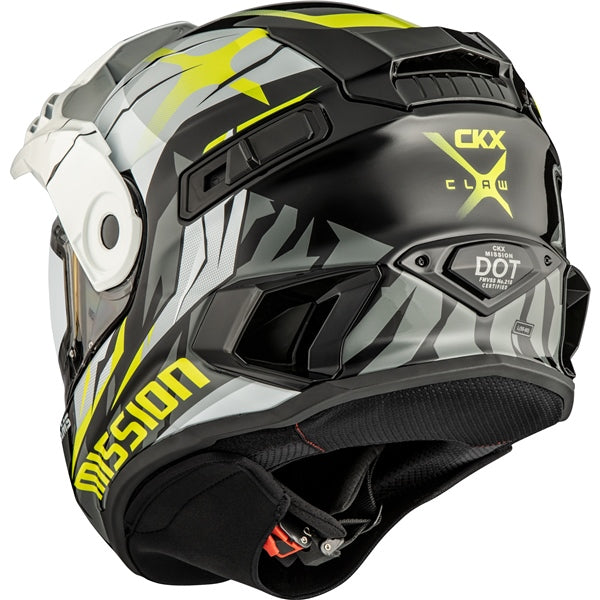 CKX Mission Free-Face Helmet Claw Double White, Gray, Glossy Lime 2XL Double Shield - Driven Powersports
