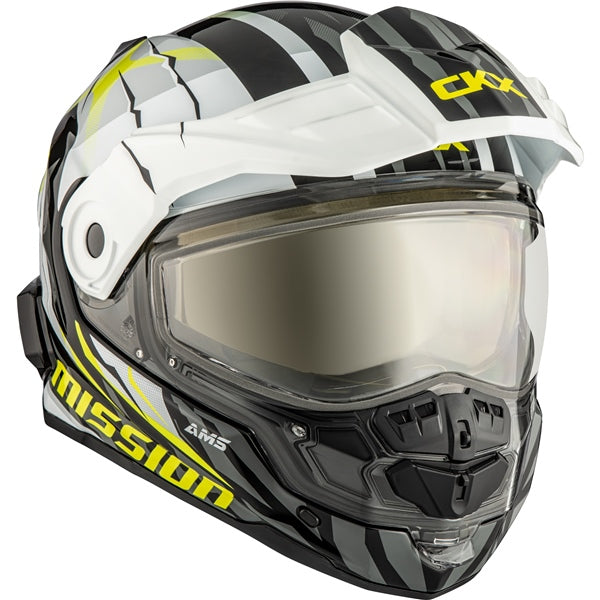 CKX Mission Free-Face Helmet Claw Electric White, Gray, Glossy Lime M Electric Double Shield - Driven Powersports