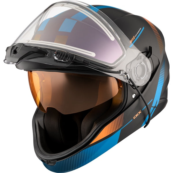 CKX Contact Free-Face Helmet Edge Electric Blue/Orange 2XL - Driven Powersports
