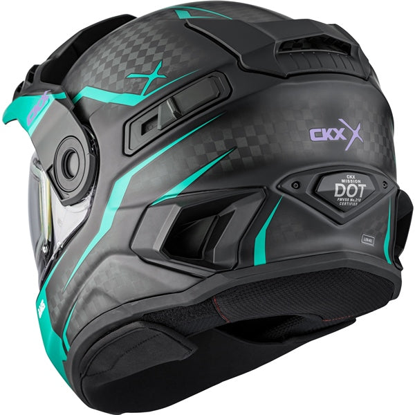 CKX Mission Free-Face Helmet - Carbon Fury Electric Turquoise 2XL - Driven Powersports