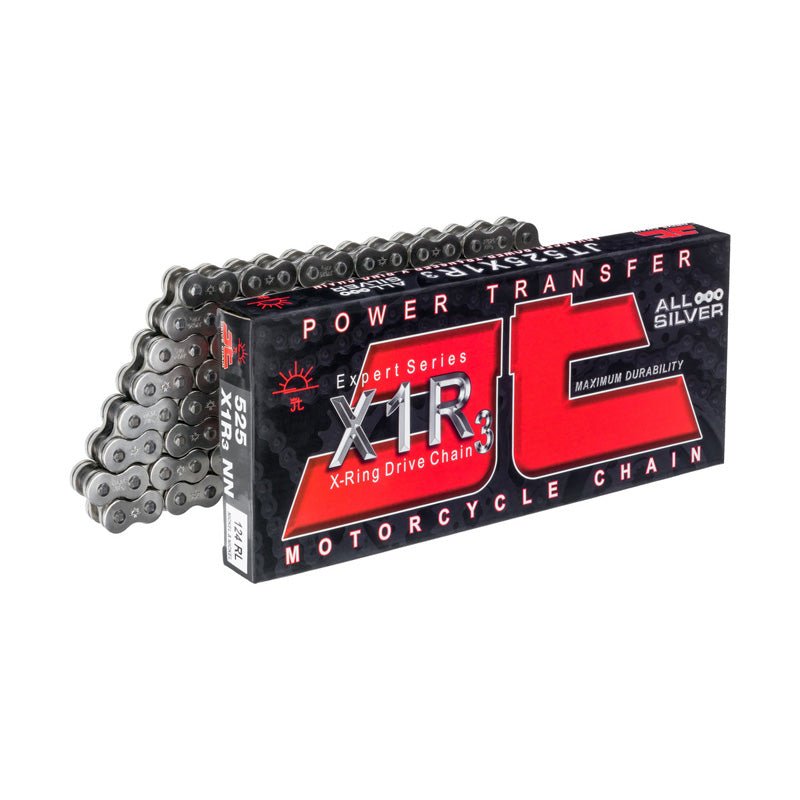 JT CHAIN 525X1R3 CHAIN 124L HEAVY DUTY X - RING (NICKEL) (JTC525X1R3NN124RL) - DRIVEN Canada's Powersports 824225609974JTC525X1R3NN124RL