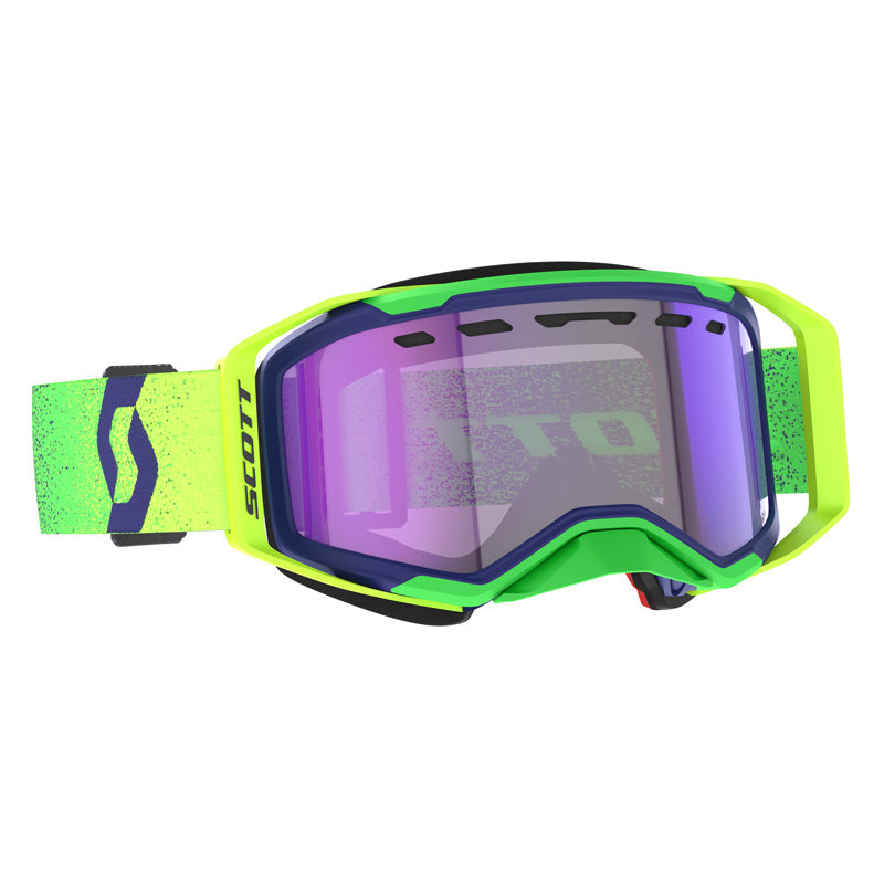 Scott Prospect 2.0 Snowmobile Goggles (Midnight Purple/Safety Yellow Light Sensitive Blue Chrome)