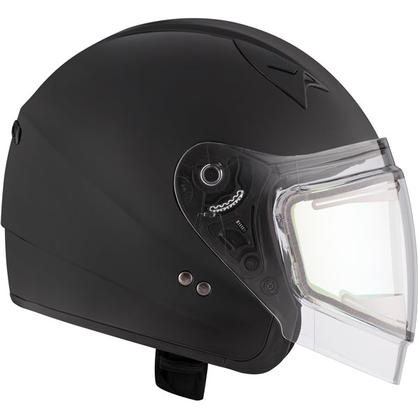CKX VG977 Open-Face Helmet, Winter Solid Electric Matte Black XL Electric Double Shield - Driven Powersports