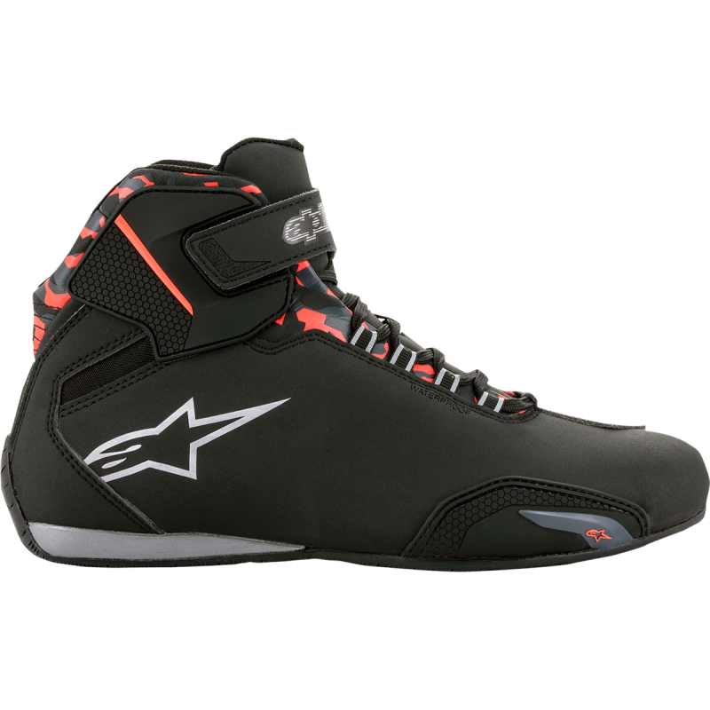 ALPINESTARS SHOE SEKTOR WP Black/Dark Gray/Fluo Red Right Side - Driven Powersports