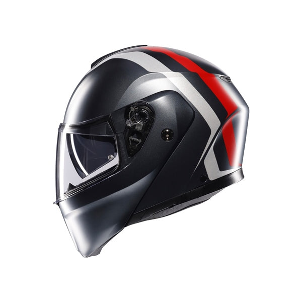 AGV HELM S-MODULAR RESIA Matte Gray/Silver/Red 2XL - Driven Powersports