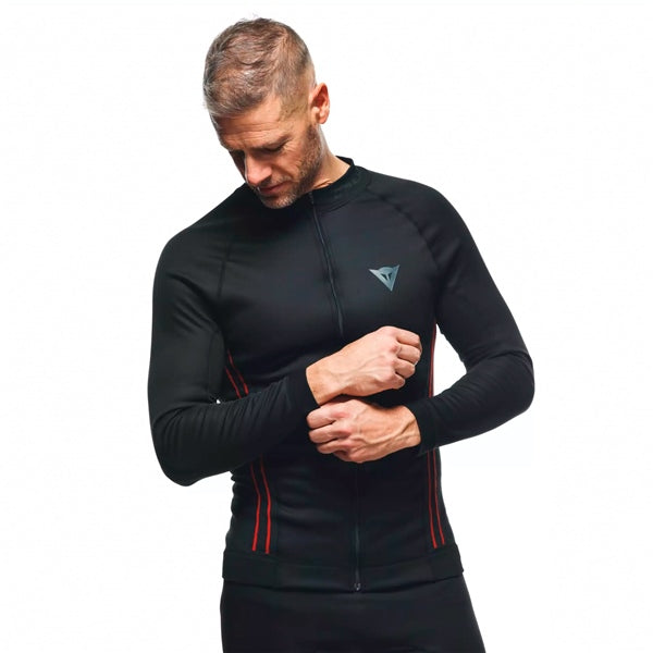 Dainese No-Wind Thermo SL - Long Sleeve Base Layer - Men Black/Red XS-S - Driven Powersports