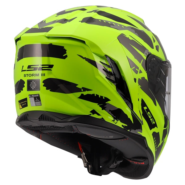 LS2 Storm III Full-Face Helmet Kaos High-Visibility Yellow 2XS - Driven Powersports