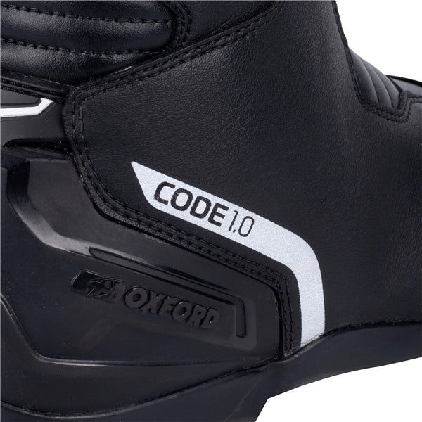 Oxford Code 1.0 Boots - Mid-calf 13 US / 46 EU Black/White - Driven Powersports