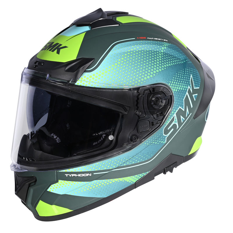 SMK HELMETS TYPHOON HELMET - MYSTIC GREEN/GREEN/YELLOW (2XL) Green/Green/Yellow - Driven Powersports