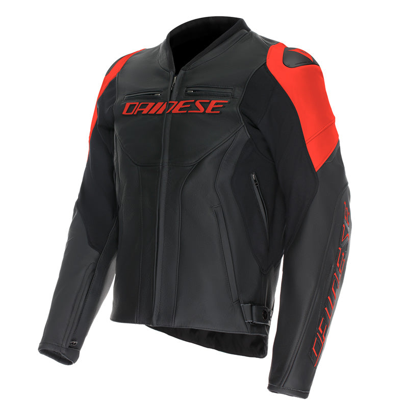 RACING 5 LEATHER JACKET BLACK/RED FLUO 44 Black/Red 44 - Driven Powersports
